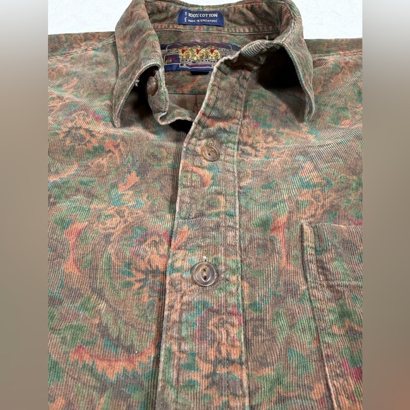 INSANE Vintage Ralph Lauren 16.5 34-35 Corduroy Paisley Western Chaps Shirt - Picture 5 of 10